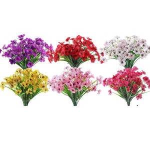 Aoibox 24 Bundles Artificial Flowers for Outdoor, No Fade Fake Plastic Flowers for Decoration Hanging Planters Indoor Outside Garden Porch Window Box - 1 of 4