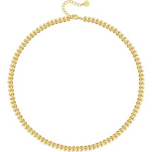 18K Gold Plated Paperclip Choker with Freshwater Cultured Pearl Pendant, Dainty Satellite Chain Necklace - 1 of 4