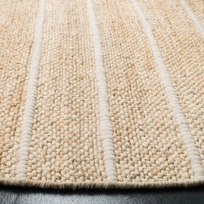 Ivory 6' Round Handwoven Wool Area Rug