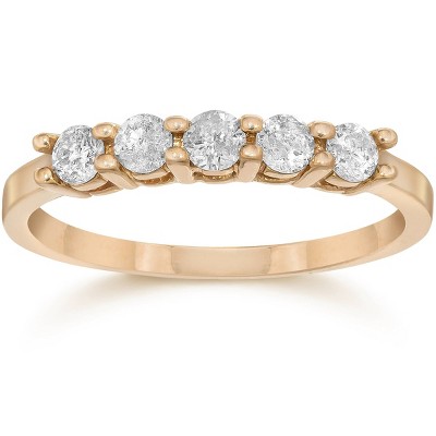 Pompeii3 3/4ct Five Stone Diamond Ring 14K Rose Gold