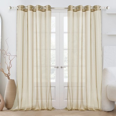 Deconovo Stripe Sheer Curtains, 2 Panels, Grommet Top, W52 x L63
