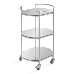 Kate and Laurel Vasseur Oval Metal Bar Cart, 19x15x30, Silver - 1 of 4