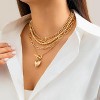 HTUTWOO Layered Gold Necklace Non Tarnish Stack for Women Paperclip Chain Necklace Retro Coin Medallion Heart Pendant Necklace Gold Jewelry Set - 3 of 4