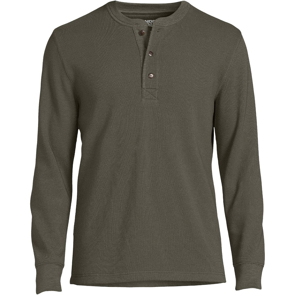 Lands' End Men's Long Sleeve Thermal Waffle Henley - thumbnail 3