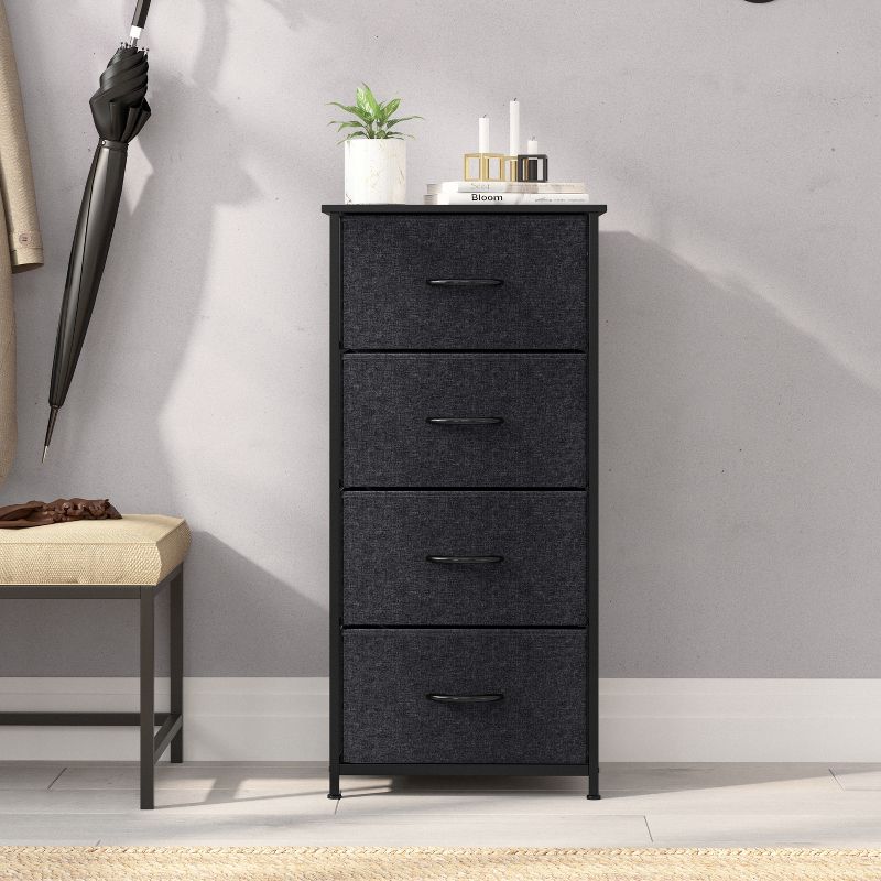 Emma and Oliver 4 Drawer Storage Dresser with Cast Iron Frame, Wood Top and Easy Pull Fabric Drawers with Wooden Handles, 4 of 12