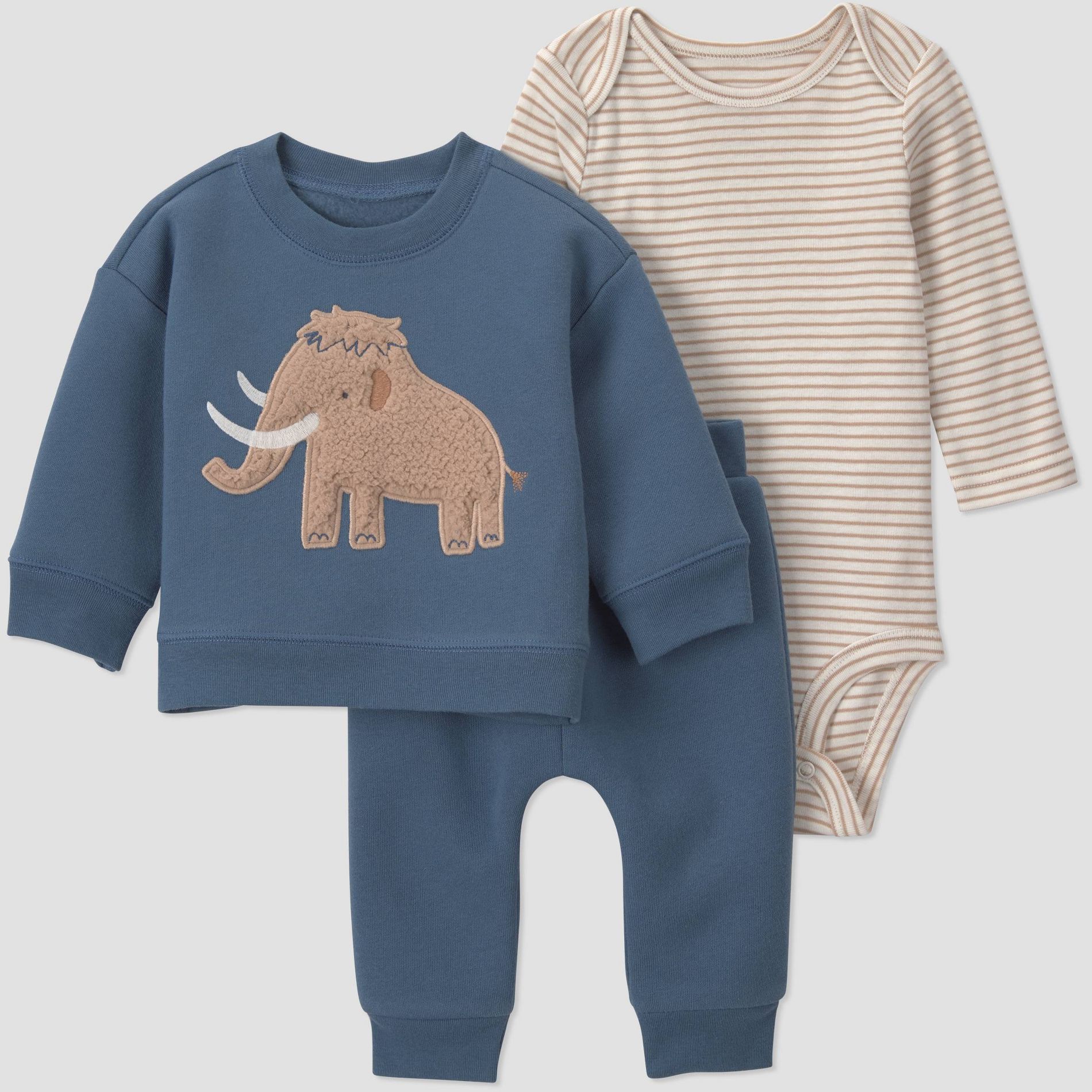Carter's Just One You® Baby Boys' 3pc Mammoth Sweatshirt, Long Sleeve Bodysuit and Joggers Set - Navy Blue