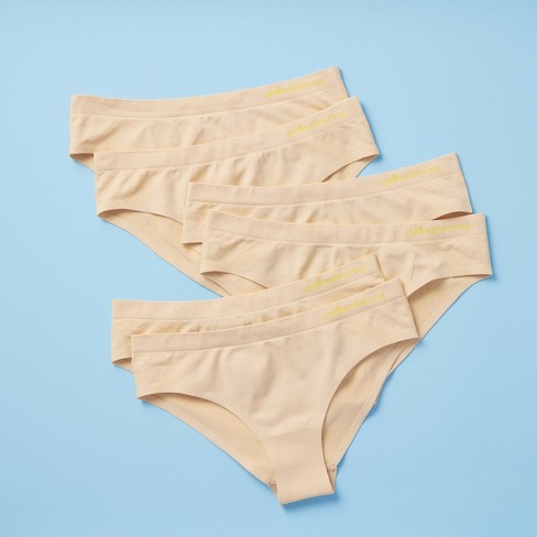 YellowberryGirls 6pk Quality Seamless Hipster Brief Underwear with Bonded  Seam Small Beige