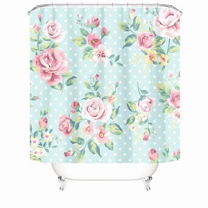 Green Rose Flower Shower Curtains for Bathroom Waterproof Fabric Bath Curtain Durable Soft Stylish Bathroom Decor 72x72 Inch - 1 of 1