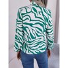 Women's Color Block Striped Tie Waist Puff Sleeve Chiffon Blouse Fall Winter Elegant Top - 3 of 4