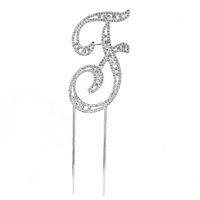 O'Creme Silver Rhinestone 'Letter F' Cake Topper