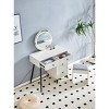 Okak Makeup Vanity with Openable Mirror, Vanity Desk with 4 Drawers & 1 Cabinet & Shelves, Rattan Dressing Table for Bedroom - 3 of 4