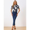INSPIRE CHIC Women's Ruffled Short Sleeve Floral Mock Neck Summer Top - 3 of 4