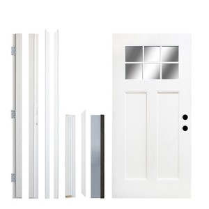 PexFix 36"x80" 6-Lite 2-Panel Fiberglass Composite Door White Left Hand Inswing Entrance Door Exterior Front Entry Doors With 4-9/16 Frame - 1 of 4