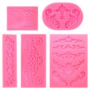 Unique Bargains Rose Silicone Polymer Clay Fondant Template for Crafts Air Dry DIY Candy 5 Pcs - 1 of 4