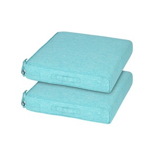Aoodor Patio Chair Cushions Set of 2, Water Resistant Outdoor Seat Cushions with Handle and Ties, Square Corner Cushions for Patio Furniture - 1 of 4
