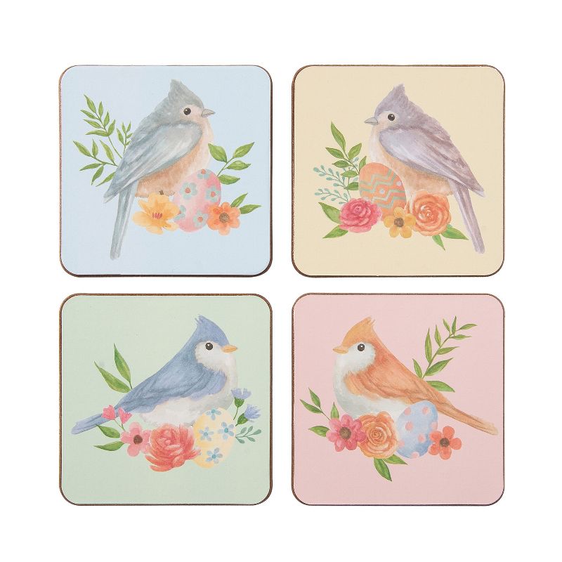 C&F Home Floral Bird Coasters, Set of 4, 1 of 4