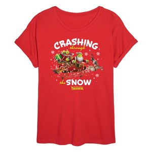 Women's - Shrek - Crashing Through the Snow Oversized Graphic T-Shirt - 1 of 4