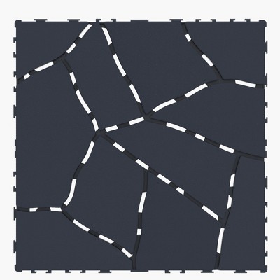 Vynxaria 44 Pieces of 12 Inch Dark Gray Crushed Stone Crack Style Tiles, Ideal for Porch, Poolside, Balcony, Backyard