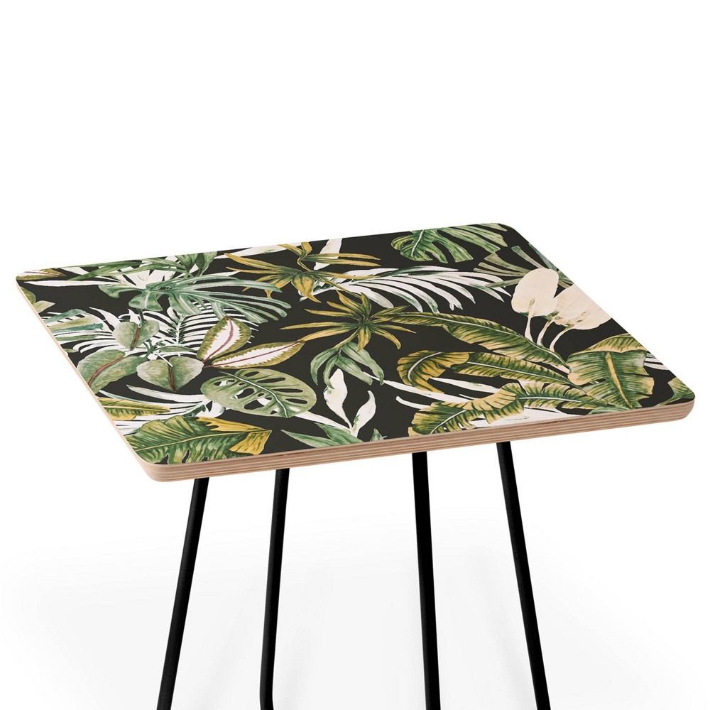 Photos - Coffee Table Marta Barragan Camarasa Dark Watercolor Jungle Side Table Black - Deny Designs