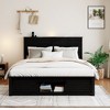 Gulches Queen Bed Frame With Upholstered Headboard Antique Black Farm Style Built In Charging Station LED Pet Bed Noise Free No Box Spring Needed - 4 of 4