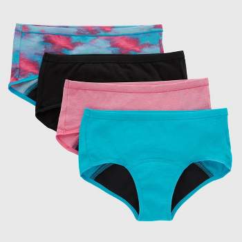 Hanes Girls' 4pk Period Boy Shorts - Colors May Vary 