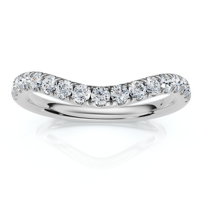 Pompeii3 Curved Diamond Wedding Ring Enhanced 1/3Ct 14k Gold or Platinum Lab Created
