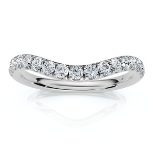 Pompeii3 Curved Diamond Wedding Ring Enhanced 1/3Ct 14k Gold or Platinum Lab Created - 1 of 4