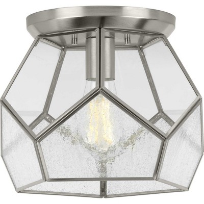 Cinq Brushed Nickel and Glass Geometric Flush Mount Light