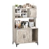 Large Cat Litter Box Enclosure Furniture with 3 Open Shelves, Farmhouse Style Pet House with Storage Cabinet & Scratch Pad - 2 of 4