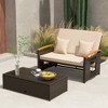 Tangkula Patio Rattan Daybed Set w/ Cushioned Loveseat & Storage Ottoman - 3 of 4