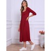 INSPIRE CHIC Women's Square Neck 3/4 Sleeves Waffle Knit Casual Midi Dress - 4 of 4