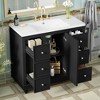 FAMYYT 36 in. Single Sink Freestanding Black Bath Vanity with White Resin Top, Removable Divider, Adjustable Shelves - 3 of 4