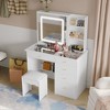 Famapy Whtie Vantiy Table Elegant Makeup Vanity Crystal Accent Lighting Mirror Glass Top Dresser - 4 of 4