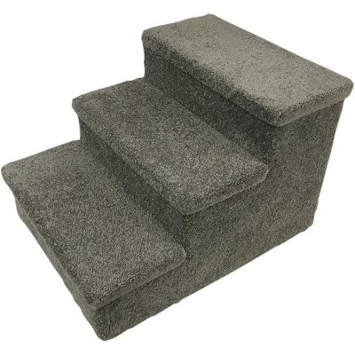 Penn-Plax 3 Step Carpeted Pet Stairs for Cats and Dogs 150 lb Gray Steps