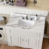 KWPZQEB Marble Vanity Top, with Undermount Rectangular Middle Sink and 4" Height Backsplash, 3 Predrilled Centerset, Carrara white with veins - 3 of 4