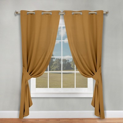 Classic Modern Solid Room Darkening Semi-Blackout Curtains, Grommets, Set of 2 by Blue Nile Mills