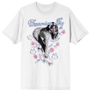 Dreaming big, Women Roller Skating, Flower Drawings, Bunny Drawings, Fun Art Short Sleeve Adult T-Shirt - 1 of 3