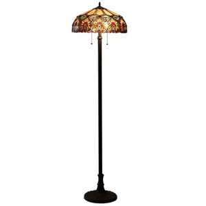 Chloe Lighting Sunny Tiffany-style 2 Light Floral Floor Lamp 18" Shade - 1 of 1