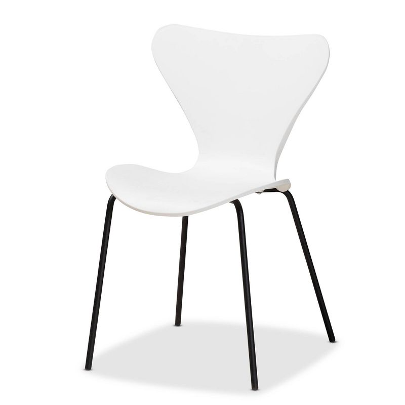 4pc Jaden Plastic and Metal Dining Chair Set - Baxton Studio, 3 of 10