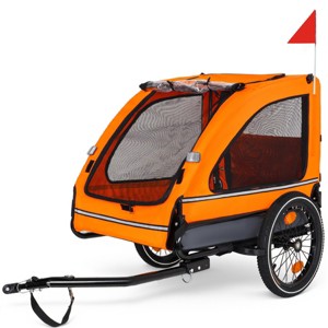 SEVOBAL Pet Strollers Pet Bike Trailer Dog Cart for Bicycle Pets, Easy Folding Cart Frame, Quick Release Wheel, Non-Slip Floor, Orange, 59"*30"*34" - 1 of 4
