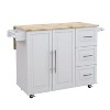 Kumasinova 43.7" Kitchen Island on Wheels with Expandable Wood Top,Rolling Island with Spice Rack,Kitchen Storage with Towel Bar&Cabinet for Ample - 2 of 4