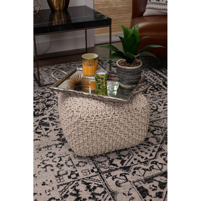 BirdRock Home Square Pouf Foot Stool Ottoman for Living Room & Bedroom - Natural, 3 of 5