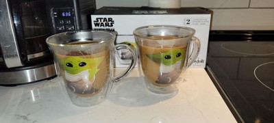 Joyjolt Star Wars™ Awake Mandalorian The Child Glass Mugs - 13.5 Oz - Set  Of 2 Double Walled Coffee Mugs : Target