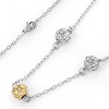 ELYA Women's Polished Cubic Zirconia Spheres Steel Necklace - 17.5" - 2 of 3