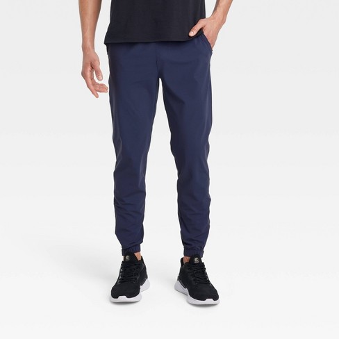Men's Navy Blue Solid Nylon Activewear Jogger