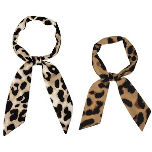 Allegra K Women's Skinny Leopard Printed Hairband Long Neckerchief Neck Scarf 2Pcs - 1 of 4