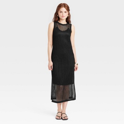 Women's Openwork Midi Tank Dress - A New Day™