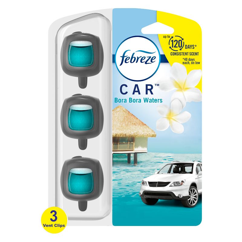 Febreze Car Air Freshener Vent Clip - Bora Bora Scent - 0.20 fl oz/3pk, 1 of 10