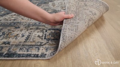 Tricht Traditional Gray and Blue Wool Area Rug 7'10" x 10'