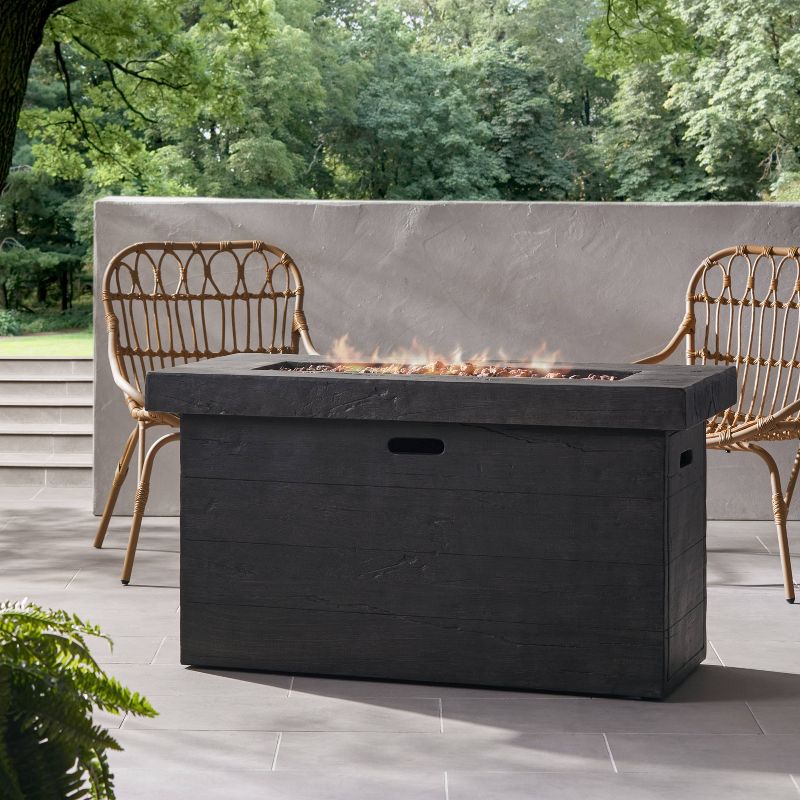 Custer Outdoor Rectangular Fire Pit - Gray - Christopher Knight Home, 3 of 10